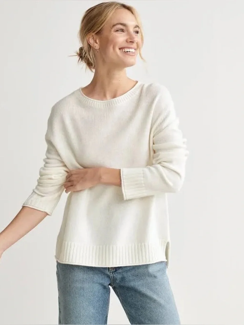 Jenni Kayne Everyday Sweater Natural Oatmeal XS Luxury Minimalist Knit